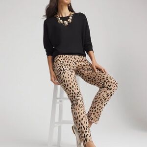 Chicos Leopard So Slimming Denim Pants 14 tall New without tags